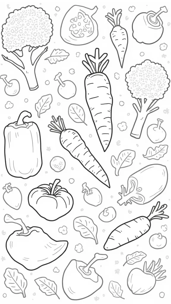 coloring page of vegetables